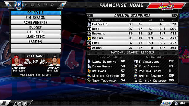 mlb 12 franchise