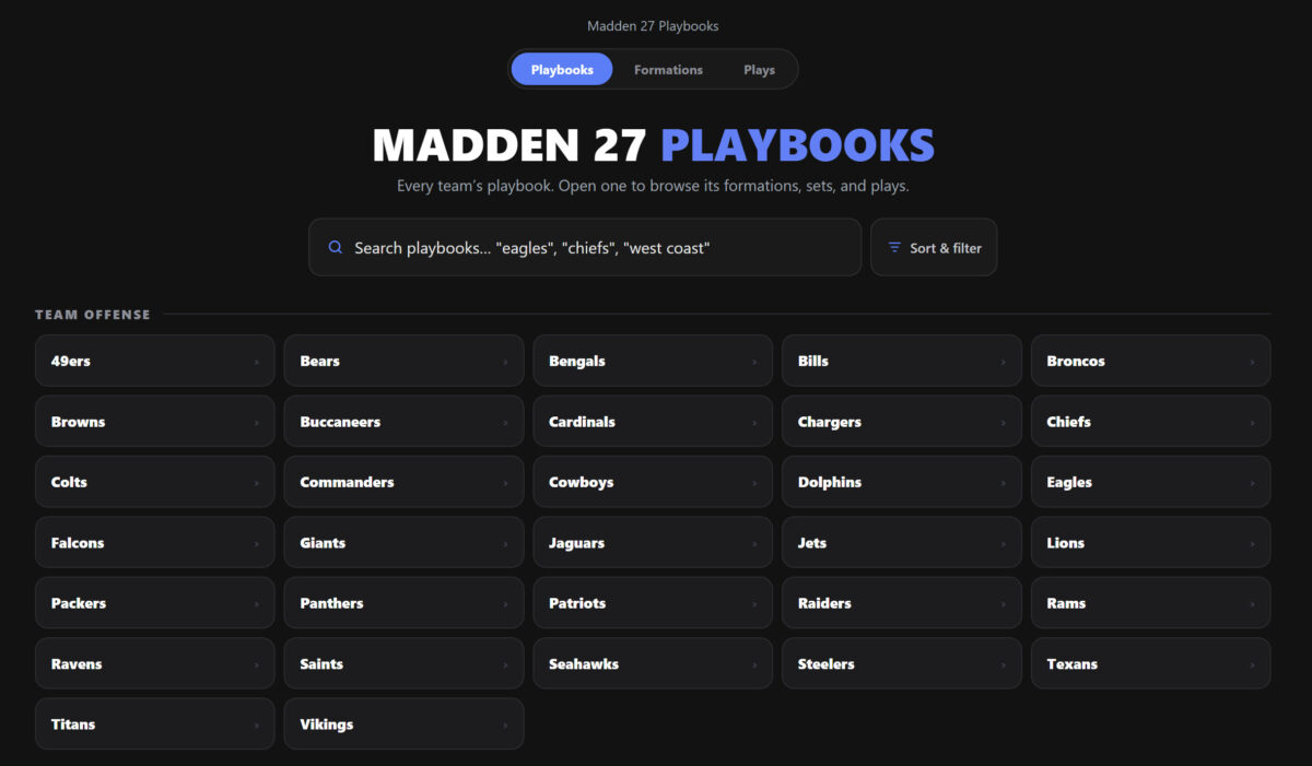 Madden 27 Playbooks Are Out On Madden School